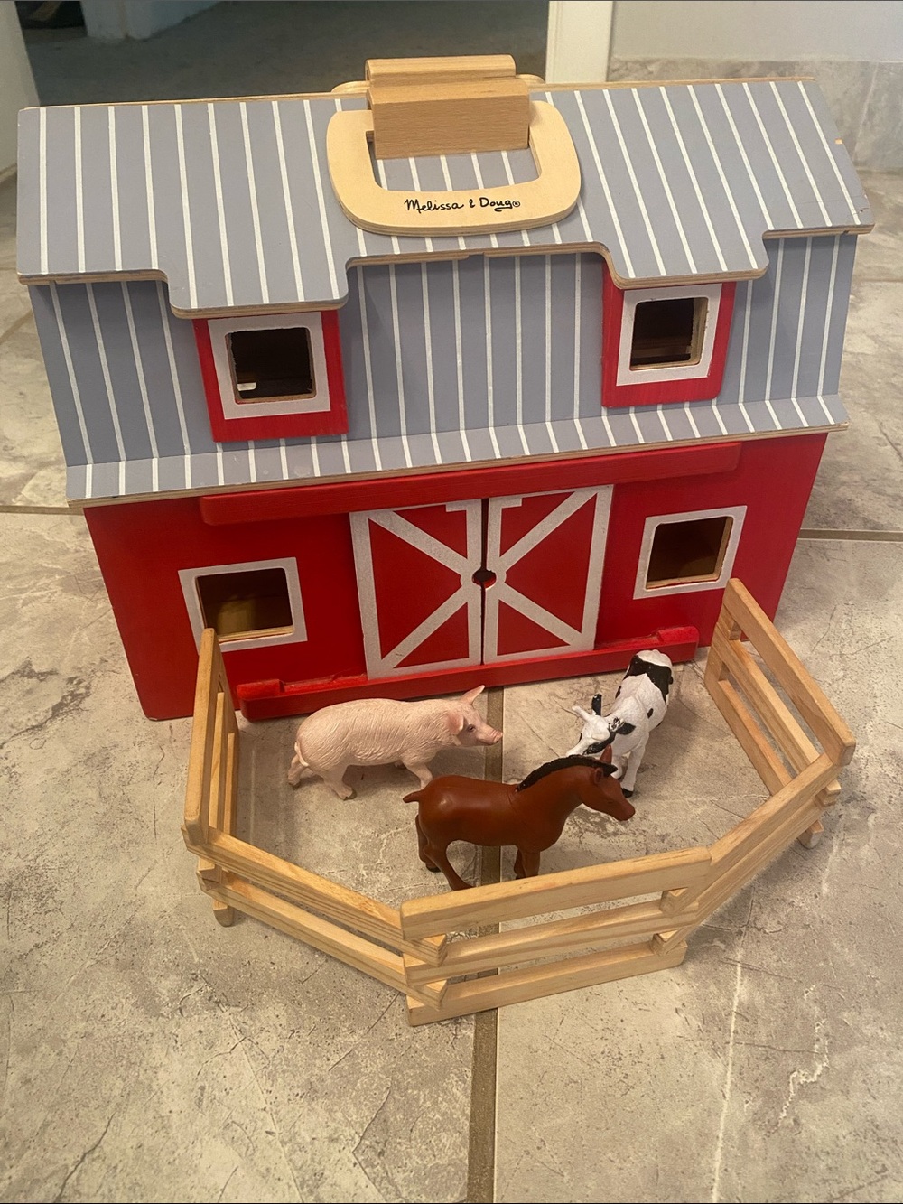 Melissa & Doug Red Wooden Barn Playset